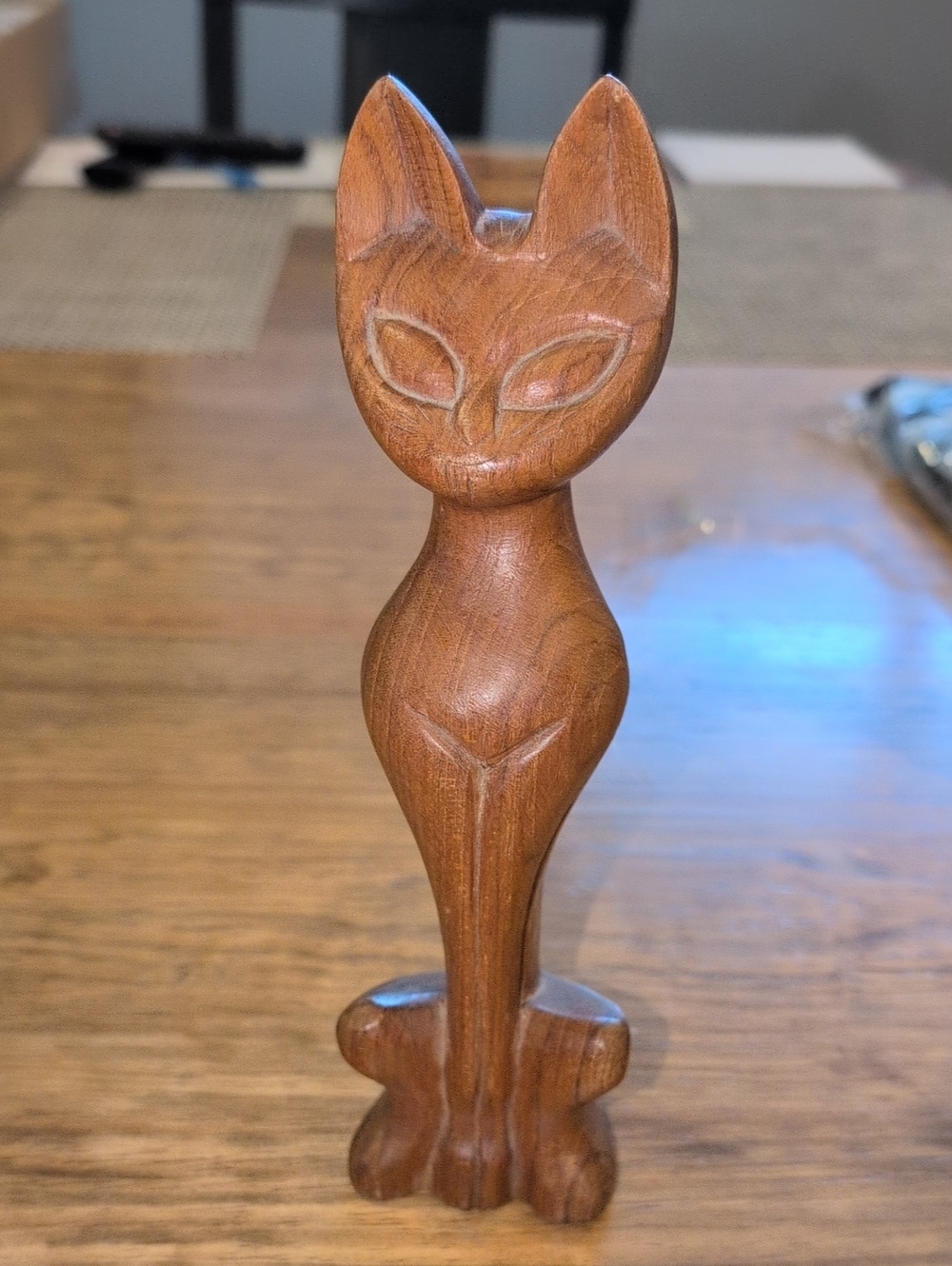 Vintage Wooden Cat Figurine